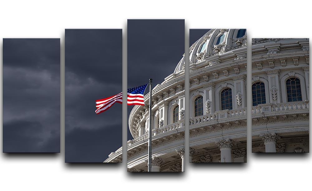 Dark sky over the US Capitol building 5 Split Panel Canvas  - Canvas Art Rocks - 1