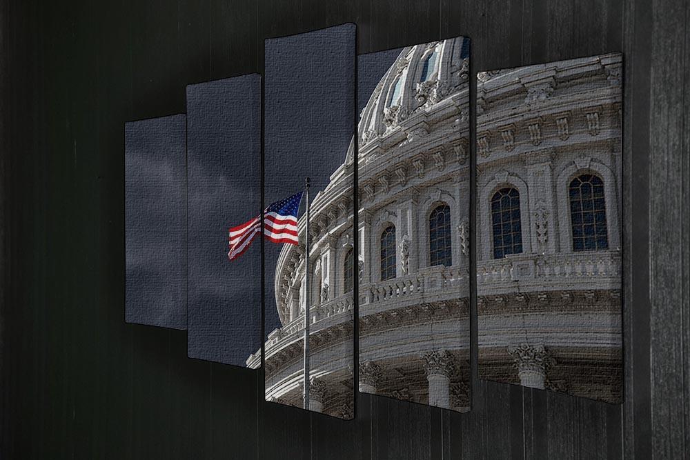 Dark sky over the US Capitol building 5 Split Panel Canvas  - Canvas Art Rocks - 2