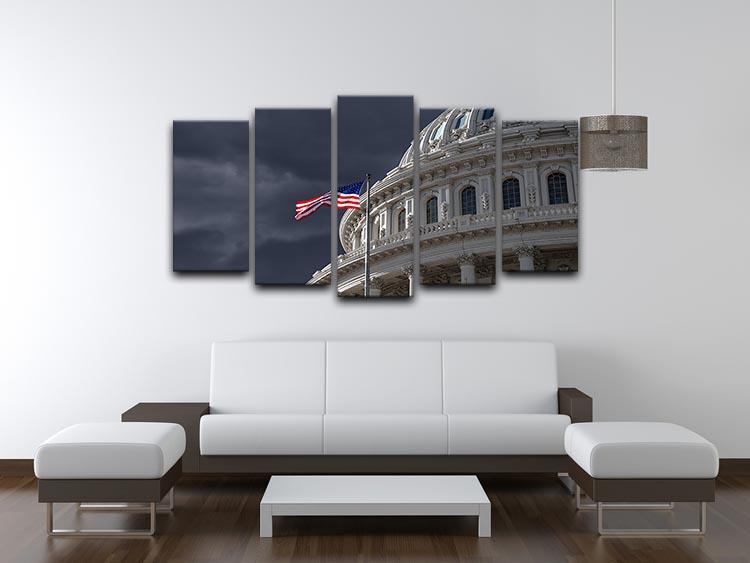 Dark sky over the US Capitol building 5 Split Panel Canvas  - Canvas Art Rocks - 3
