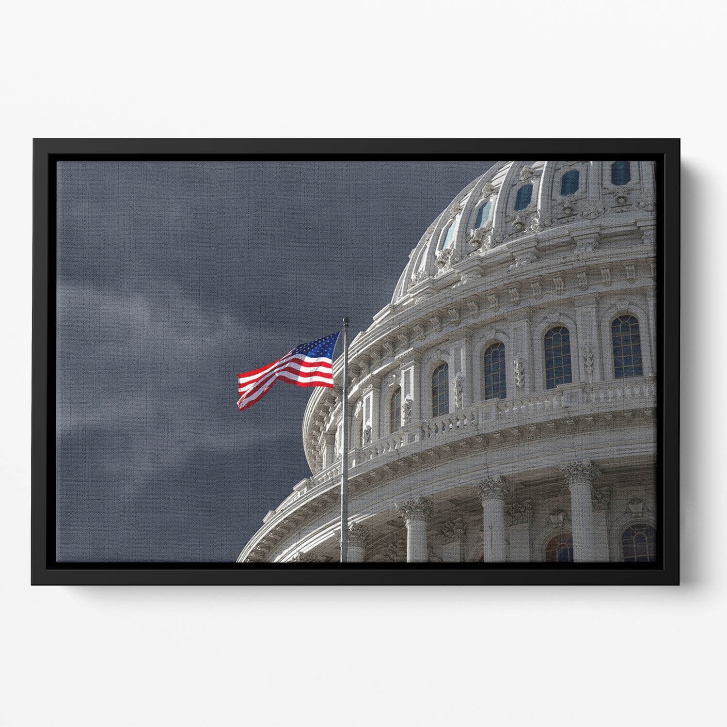 Dark sky over the US Capitol building Floating Framed Canvas