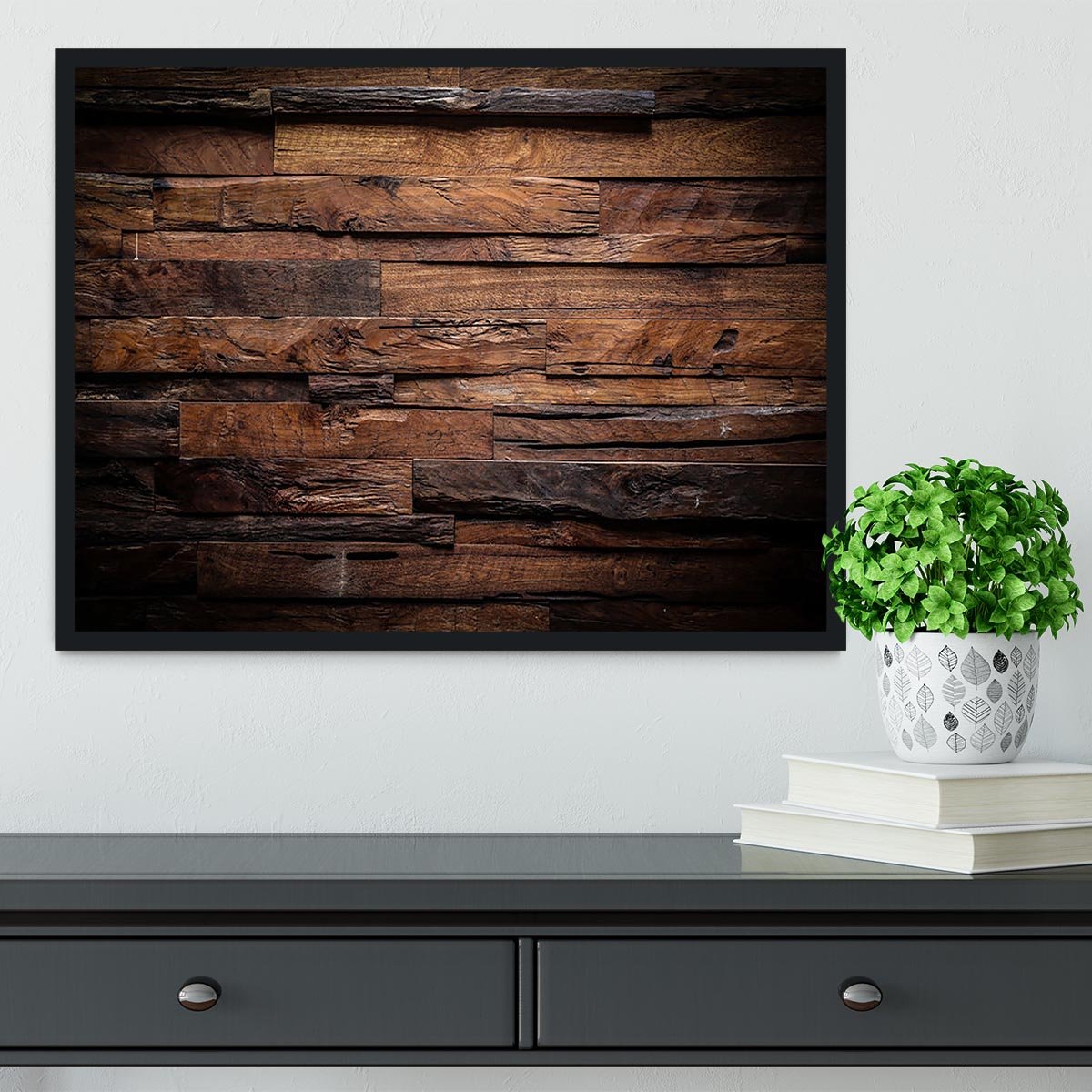 Dark wood texture Framed Print - Canvas Art Rocks - 2