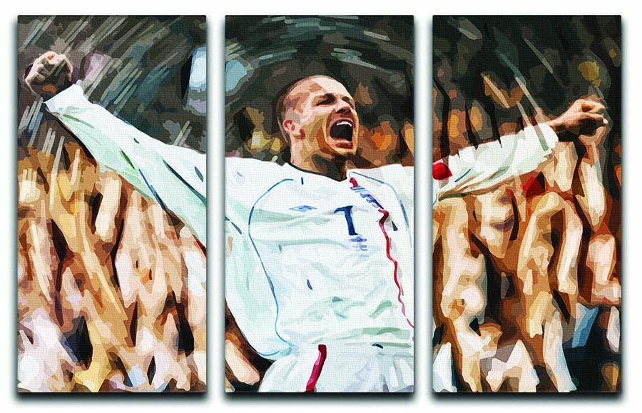 David Beckham England 3 Split Panel Canvas Print - Canvas Art Rocks - 1