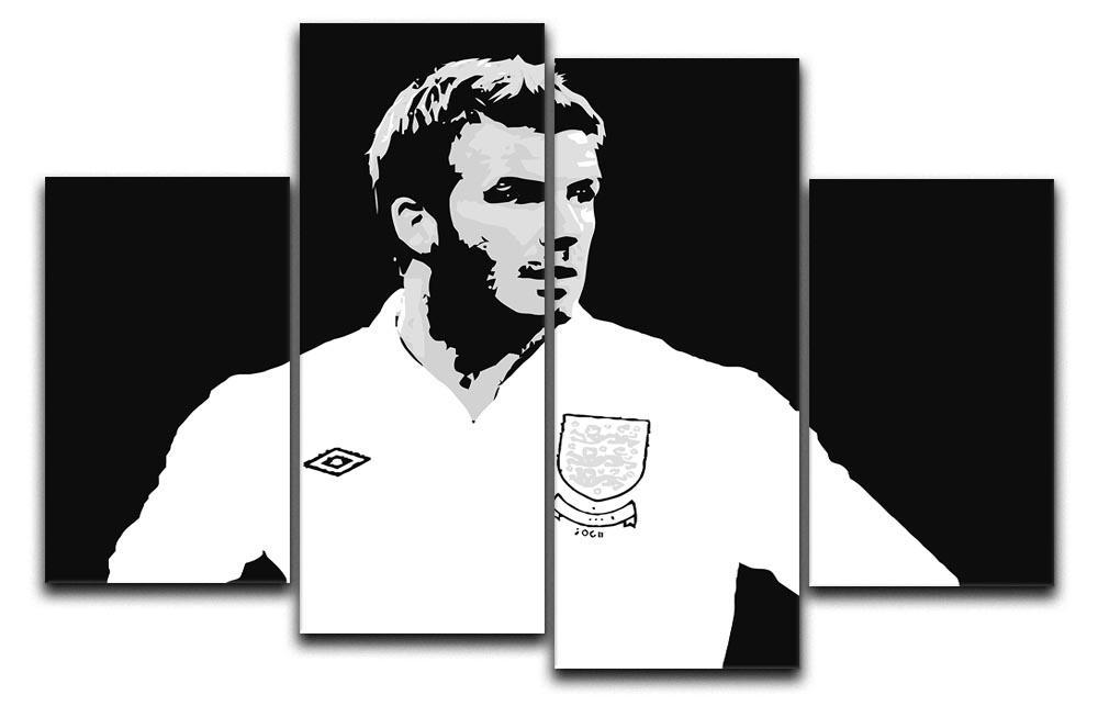 David Beckham Pop Art Black And White 4 Split Panel Canvas  - Canvas Art Rocks - 1