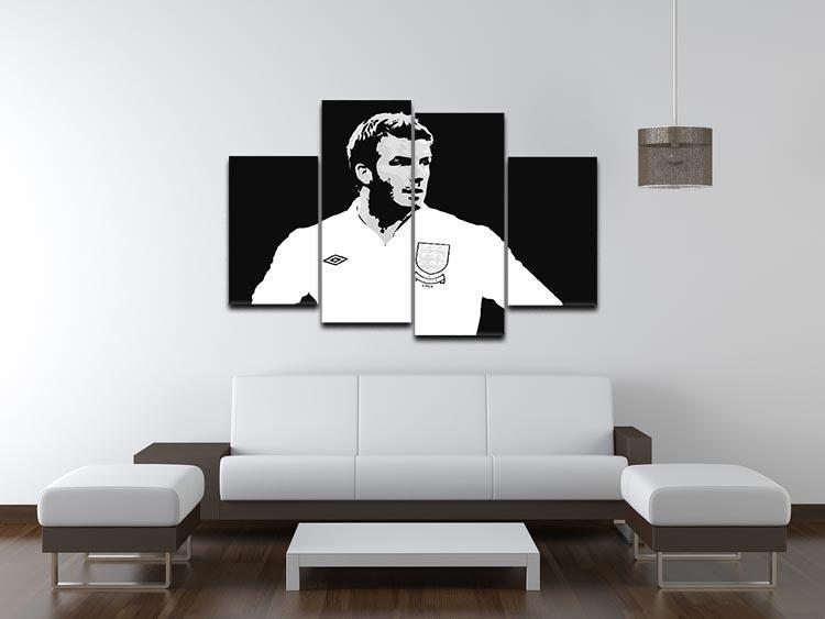 David Beckham Pop Art Black And White 4 Split Panel Canvas - Canvas Art Rocks - 3