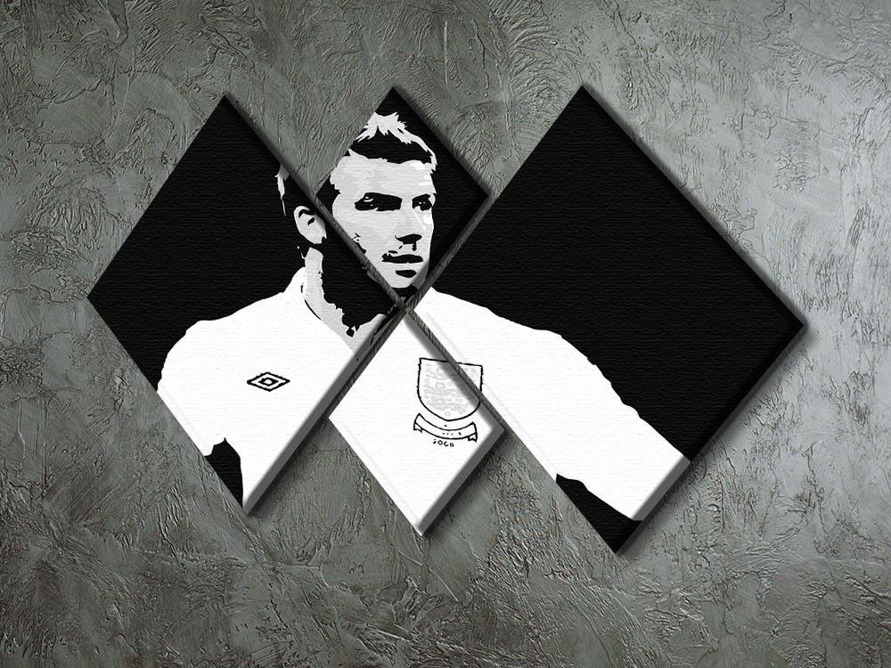 David Beckham Pop Art Black And White 4 Square Multi Panel Canvas - Canvas Art Rocks - 2