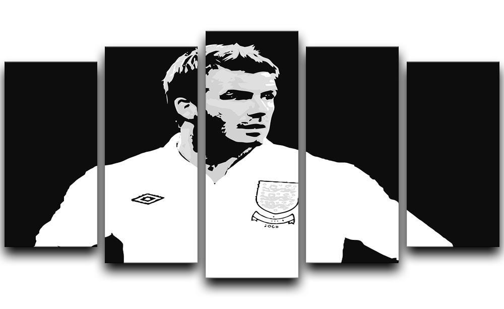 David Beckham Pop Art Black And White 5 Split Panel Canvas  - Canvas Art Rocks - 1