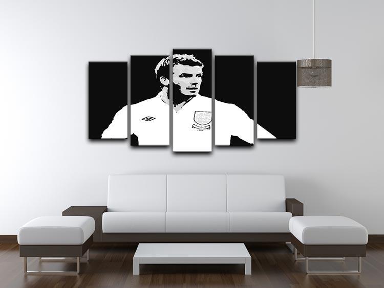David Beckham Pop Art Black And White 5 Split Panel Canvas - Canvas Art Rocks - 3