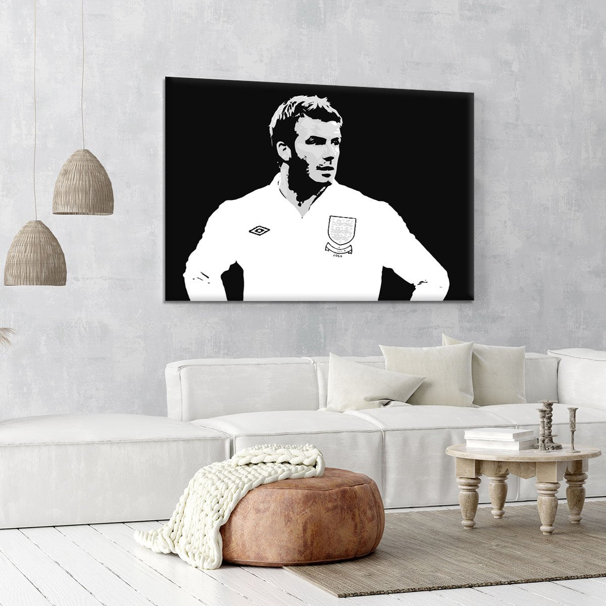 David Beckham Pop Art Black And White Canvas Print or Poster