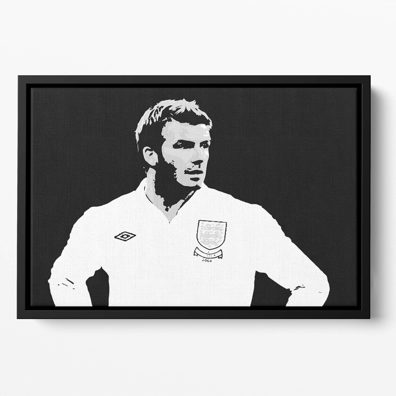 David Beckham Pop Art Black And White Floating Framed Canvas