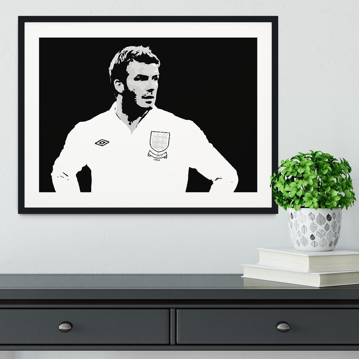 David Beckham Pop Art Black And White Framed Print - Canvas Art Rocks - 1