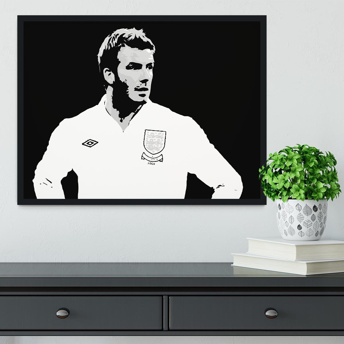 David Beckham Pop Art Black And White Framed Print - Canvas Art Rocks - 2