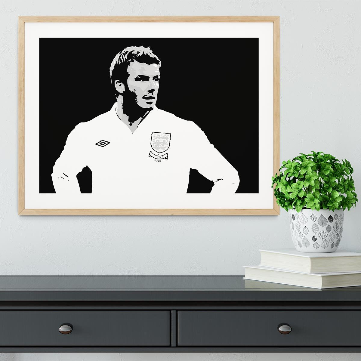David Beckham Pop Art Black And White Framed Print - Canvas Art Rocks - 3