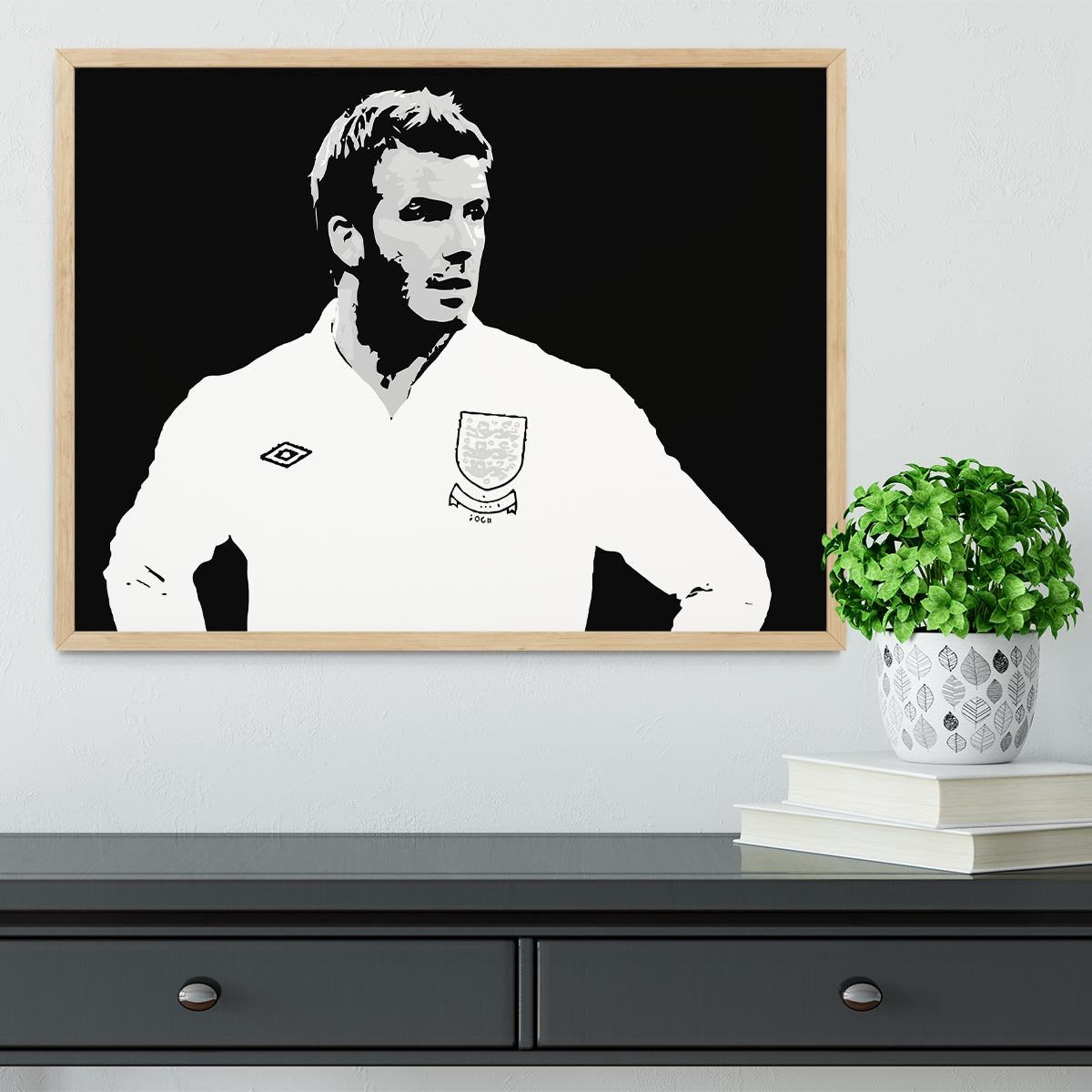 David Beckham Pop Art Black And White Framed Print - Canvas Art Rocks - 4