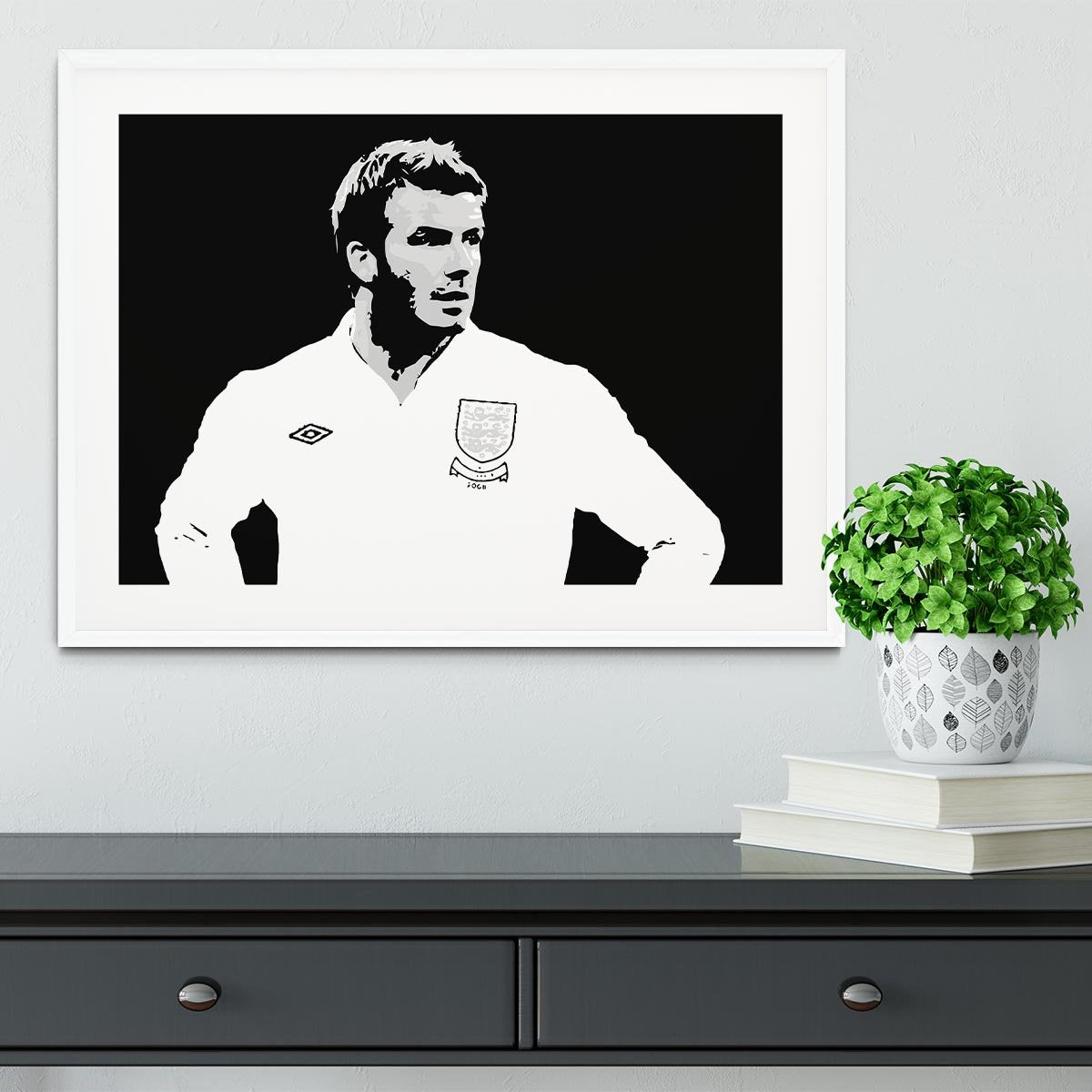 David Beckham Pop Art Black And White Framed Print - Canvas Art Rocks - 5