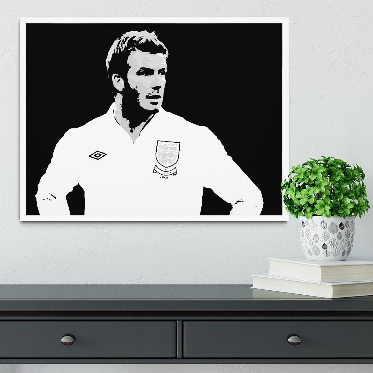 David Beckham Pop Art Black And White Framed Print - Canvas Art Rocks -6