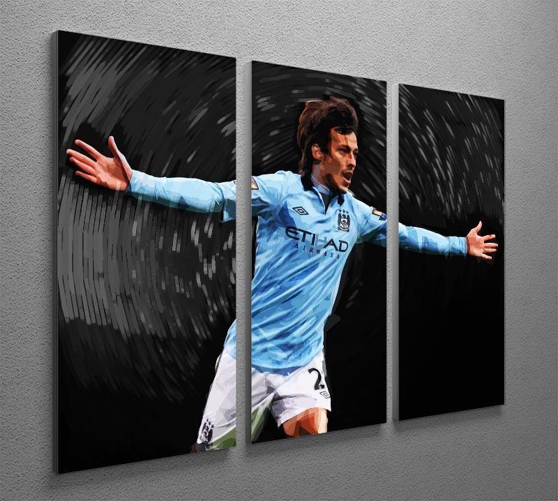 David Silva Manchester City 3 Split Panel Canvas Print - Canvas Art Rocks - 2