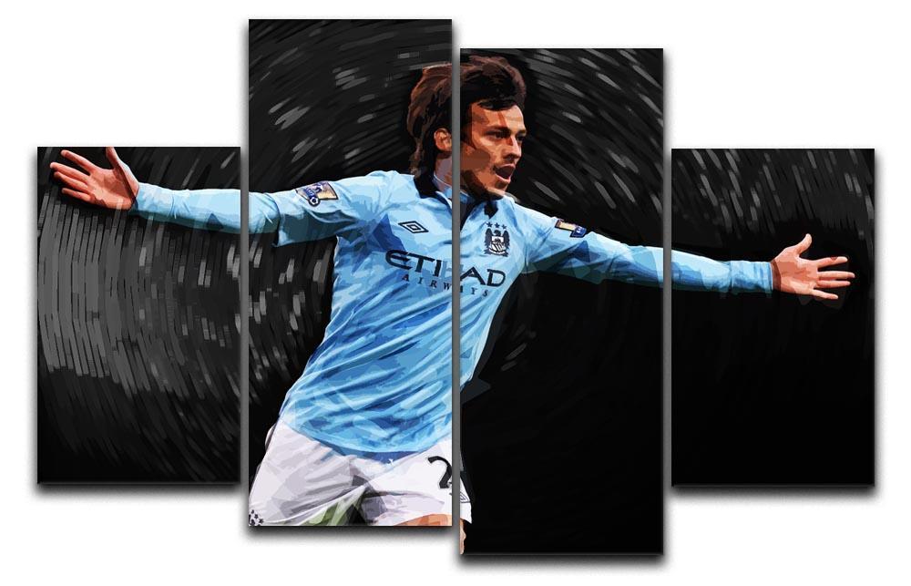 David Silva Manchester City 4 Split Panel Canvas  - Canvas Art Rocks - 1