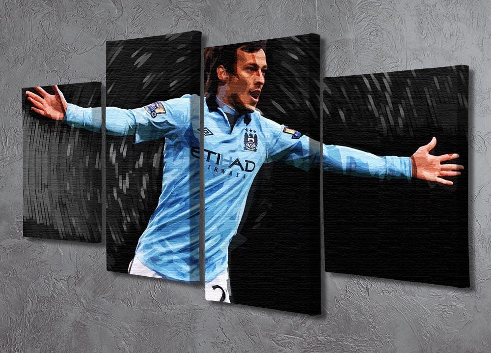 David Silva Manchester City 4 Split Panel Canvas - Canvas Art Rocks - 2