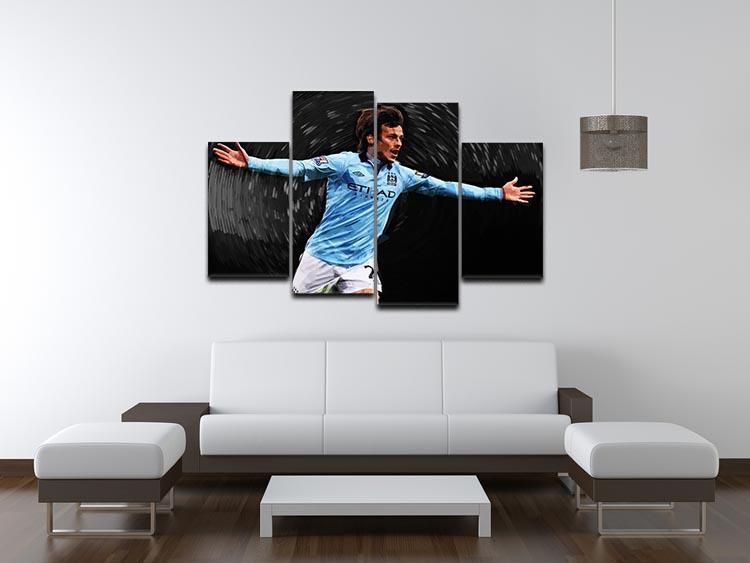 David Silva Manchester City 4 Split Panel Canvas - Canvas Art Rocks - 3