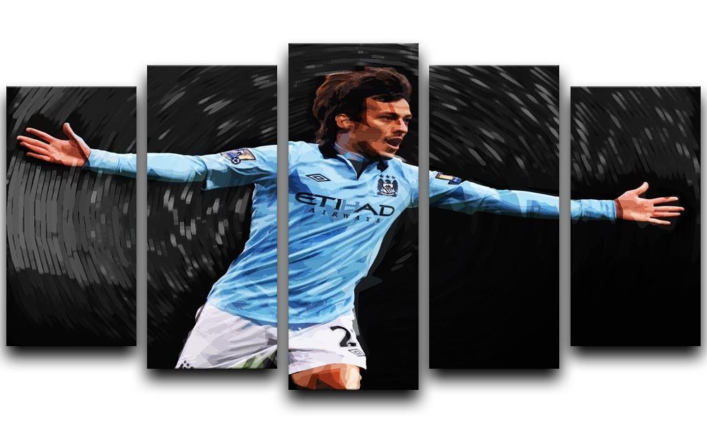 David Silva Manchester City 5 Split Panel Canvas  - Canvas Art Rocks - 1