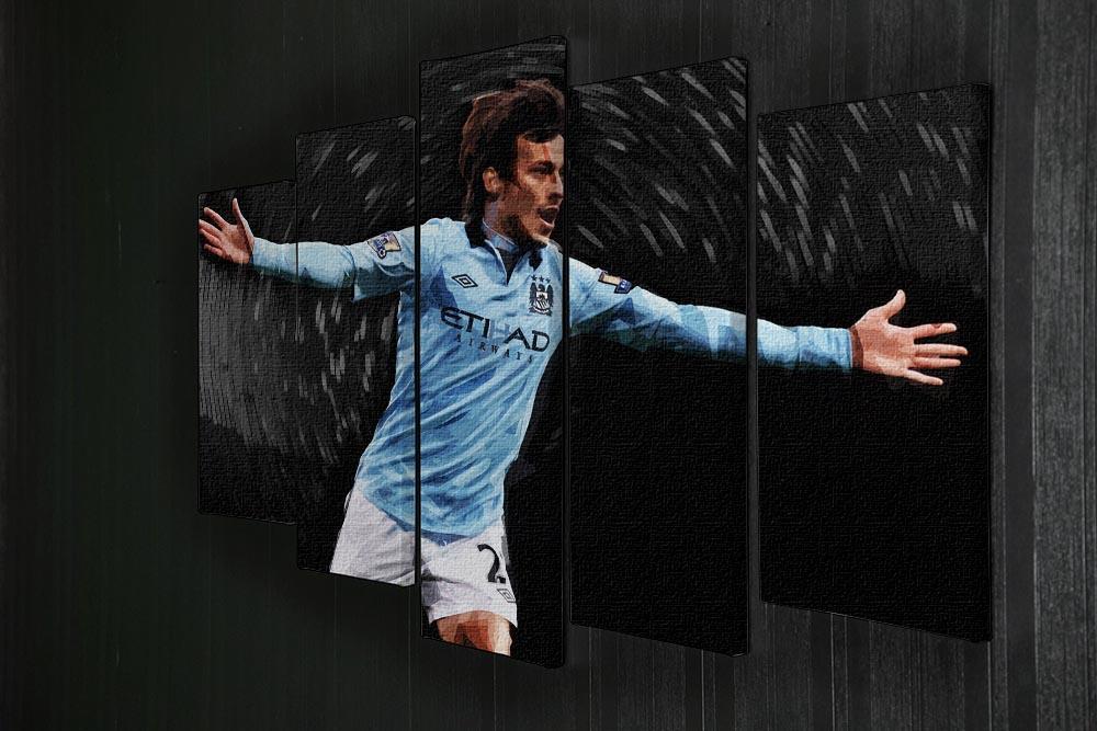 David Silva Manchester City 5 Split Panel Canvas - Canvas Art Rocks - 2