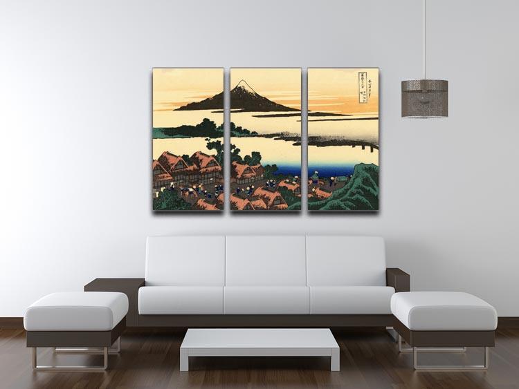 Dawn at Isawa in the Kai province by Hokusai 3 Split Panel Canvas Print - Canvas Art Rocks - 3