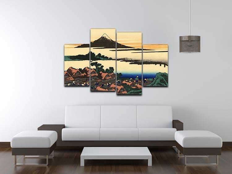 Dawn at Isawa in the Kai province by Hokusai 4 Split Panel Canvas - Canvas Art Rocks - 3