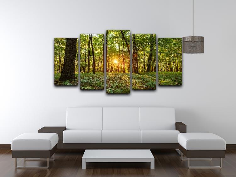 Dawn in the forest of Bavaria 5 Split Panel Canvas  - Canvas Art Rocks - 3
