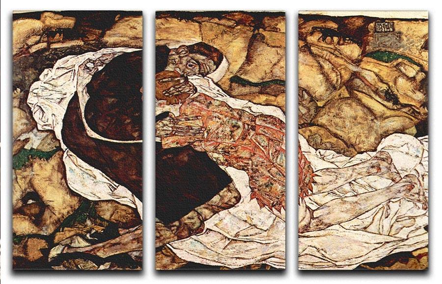 Death and the Woman by Egon Schiele 3 Split Panel Canvas Print - Canvas Art Rocks - 1