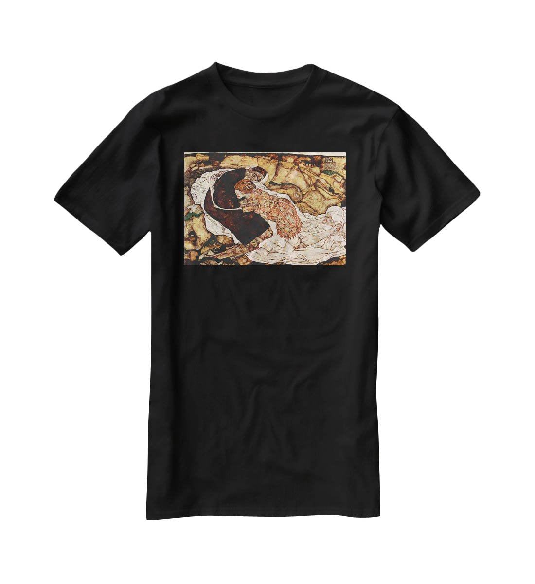 Death and the Woman by Egon Schiele T-Shirt - Canvas Art Rocks - 1