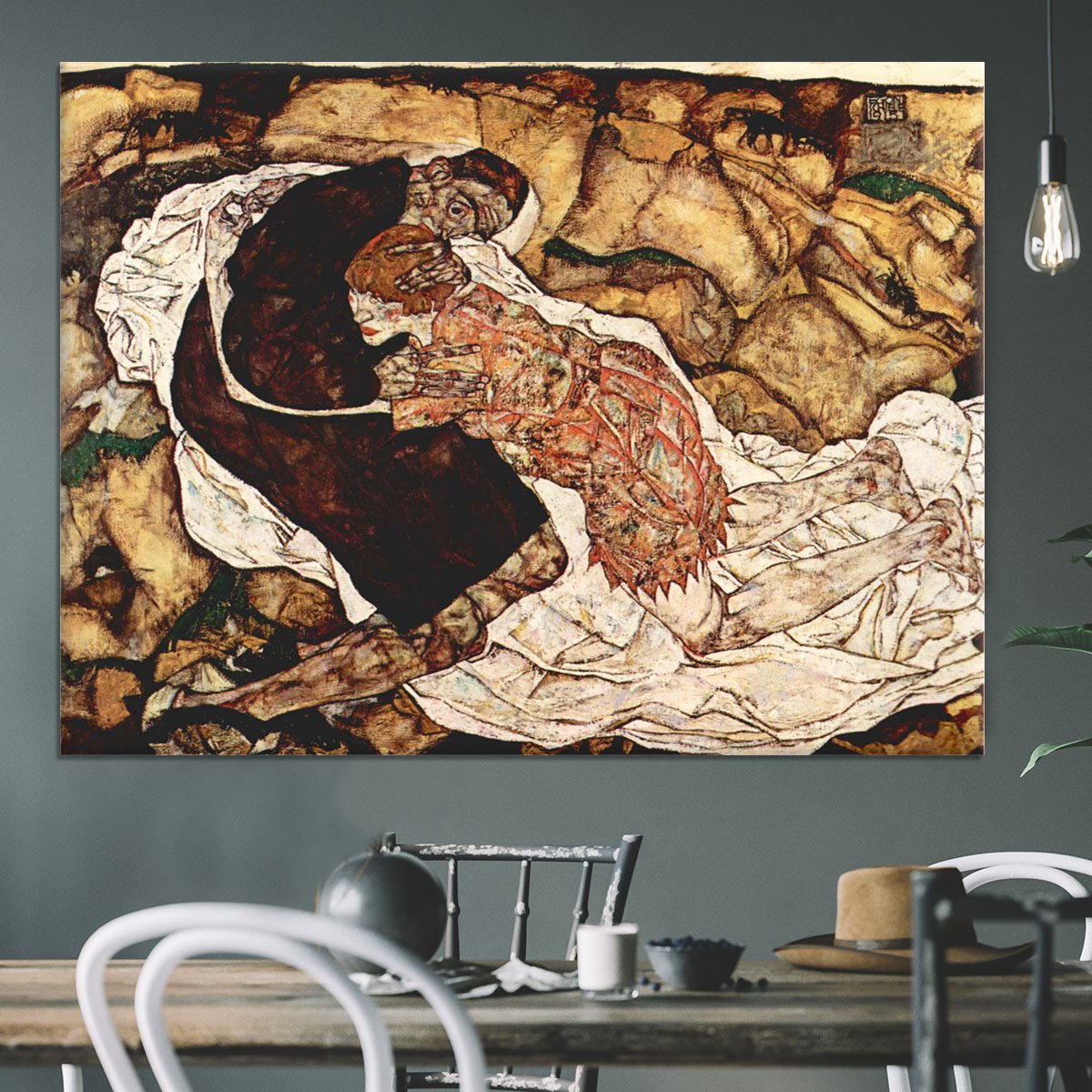 Death and the Woman by Egon Schiele Canvas Print or Poster