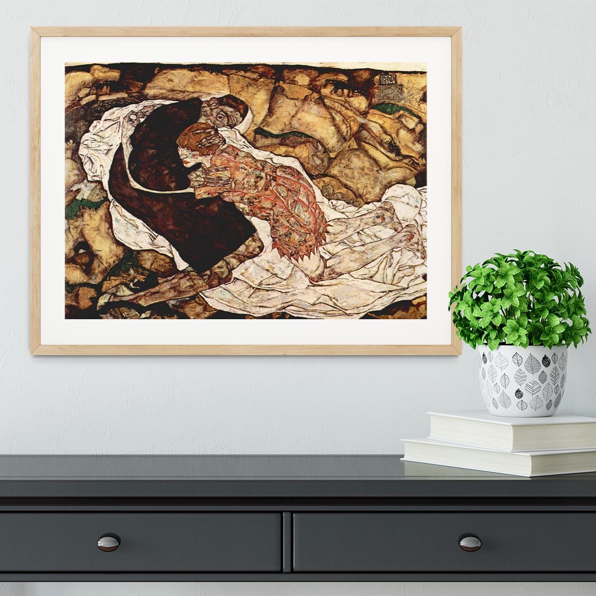 Death and the Woman by Egon Schiele Framed Print - Canvas Art Rocks - 3