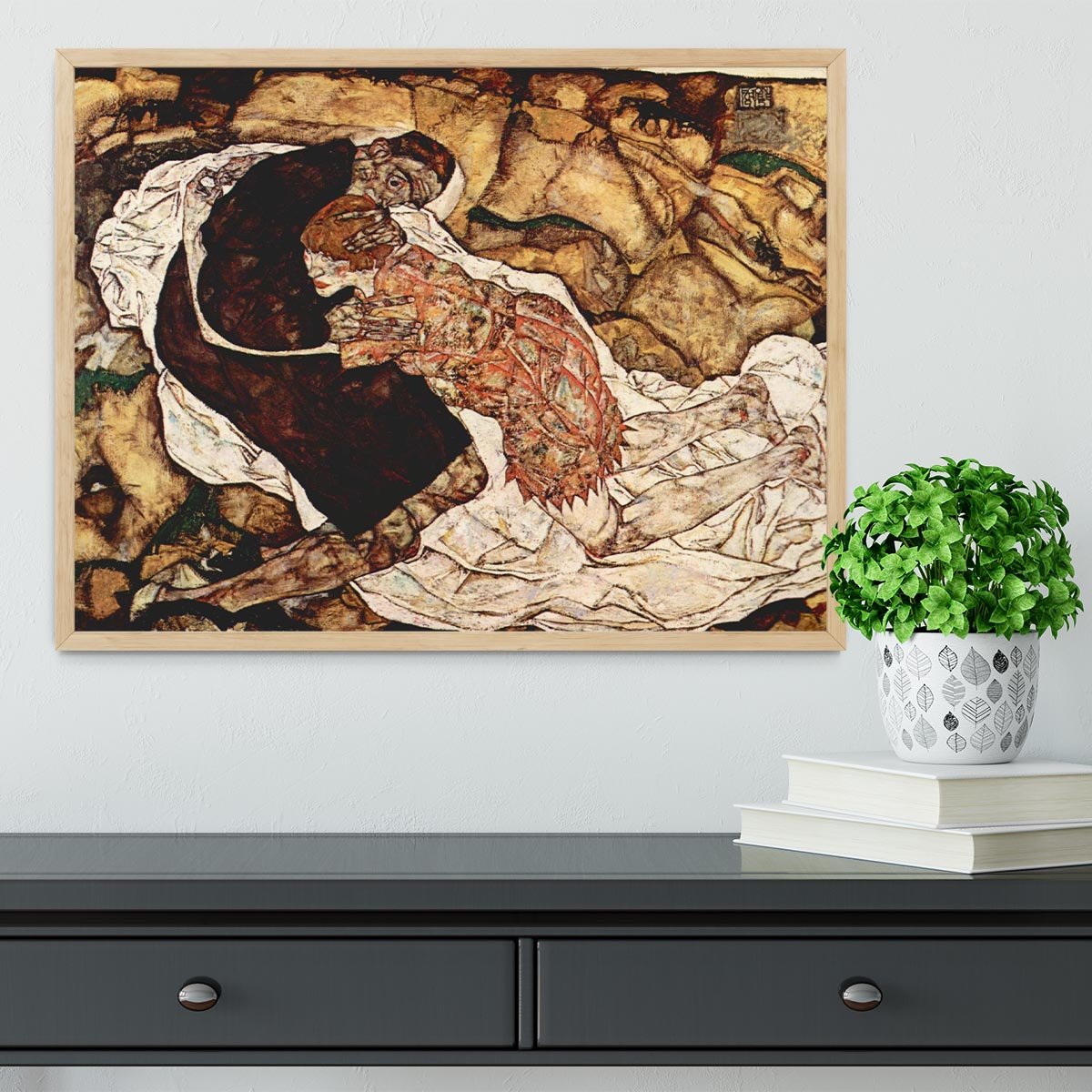 Death and the Woman by Egon Schiele Framed Print - Canvas Art Rocks - 4
