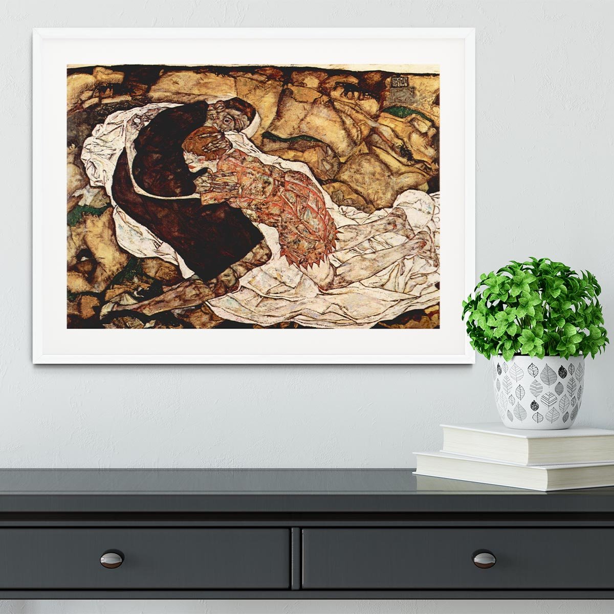 Death and the Woman by Egon Schiele Framed Print - Canvas Art Rocks - 5