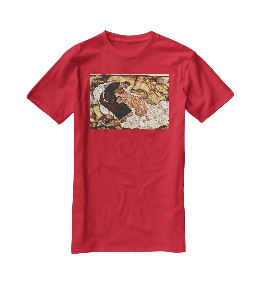 Death and the Woman by Egon Schiele T-Shirt - Canvas Art Rocks - 4