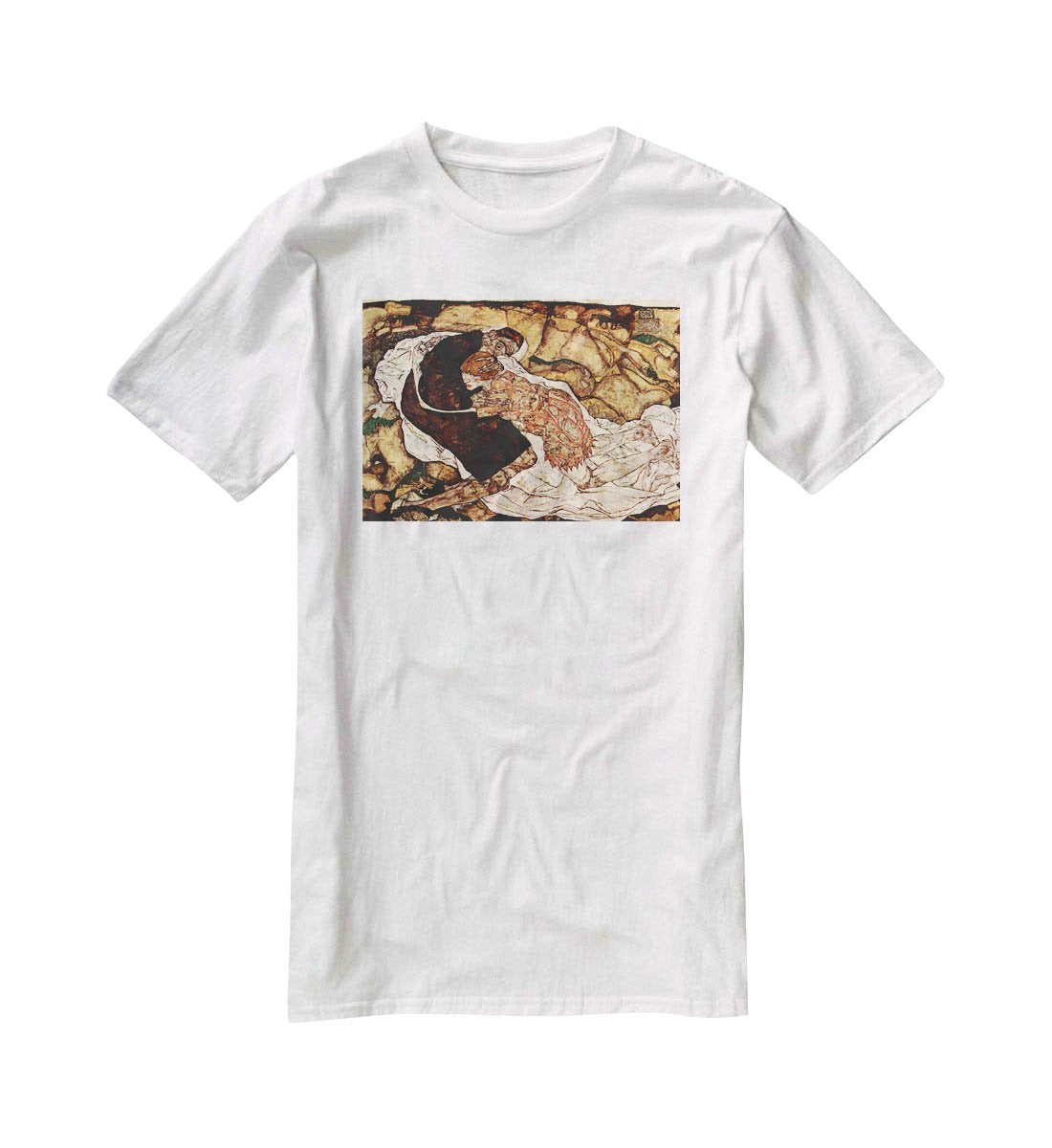 Death and the Woman by Egon Schiele T-Shirt - Canvas Art Rocks - 5