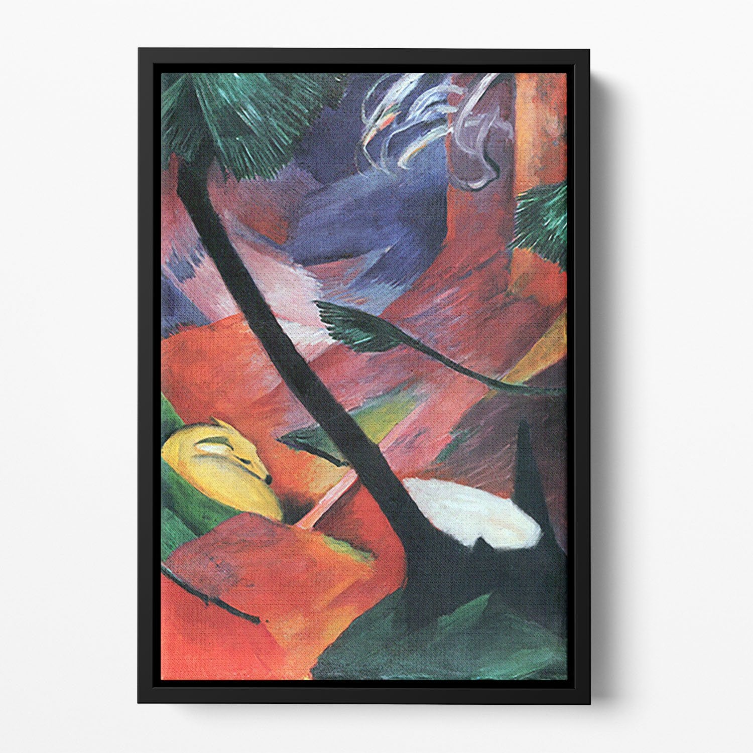 Deer in the forest II by Franz Marc Floating Framed Canvas