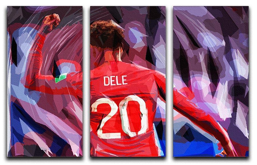 Dele Alli England Celebration 3 Split Panel Canvas Print - Canvas Art Rocks - 1