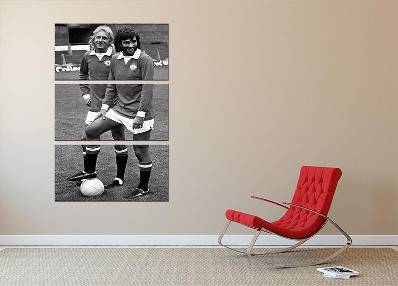 Denis Law and George Best in 1972 3 Split Panel Canvas Print - Canvas Art Rocks - 2