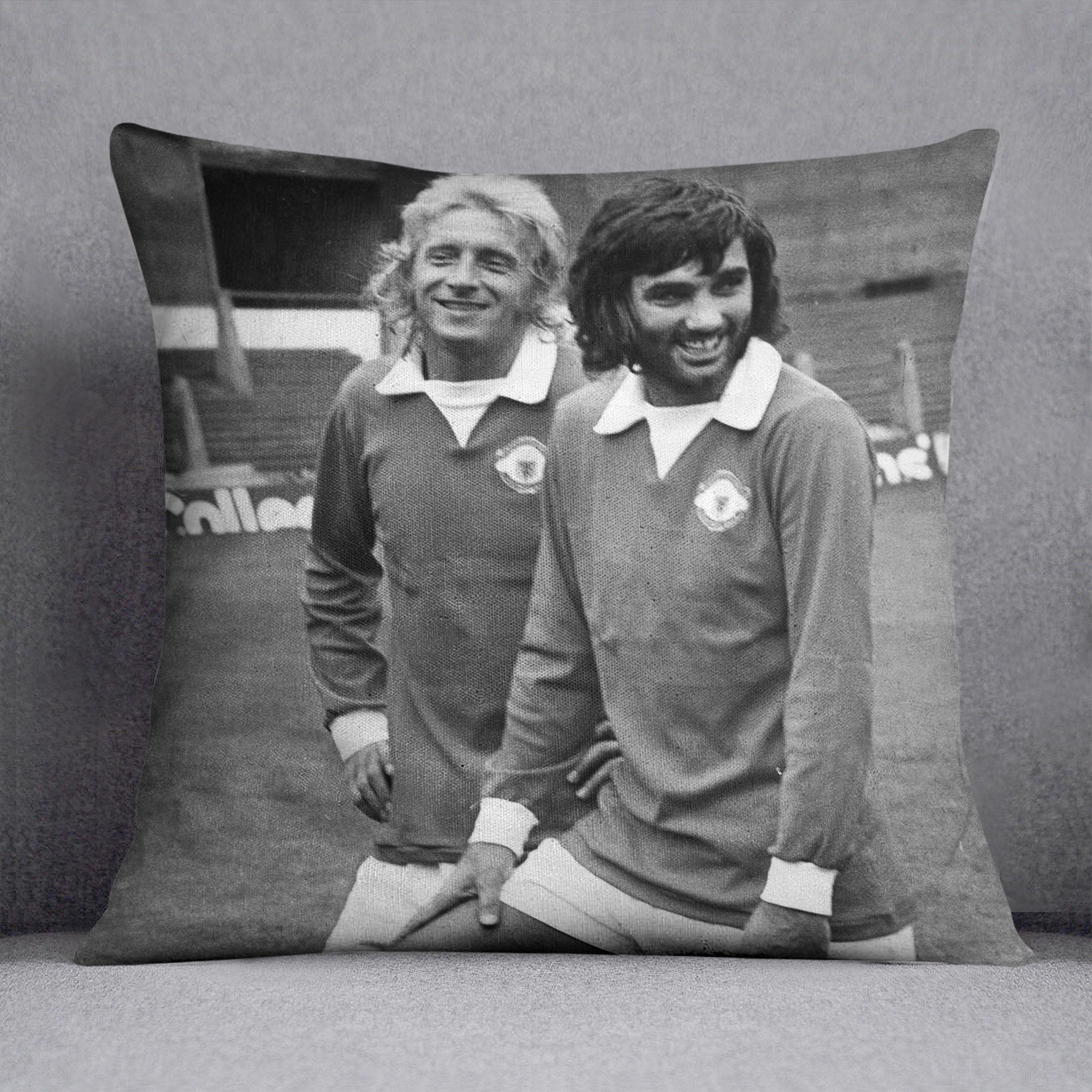 Denis Law and George Best in 1972 Cushion - Canvas Art Rocks - 1