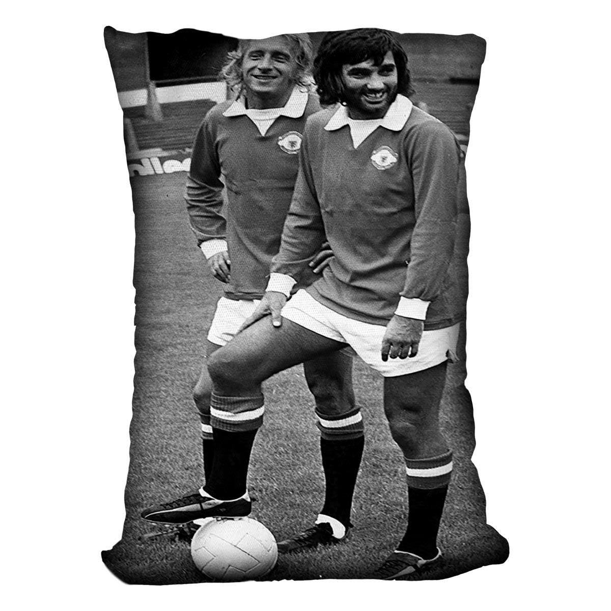 Denis Law and George Best in 1972 Cushion - Canvas Art Rocks - 4