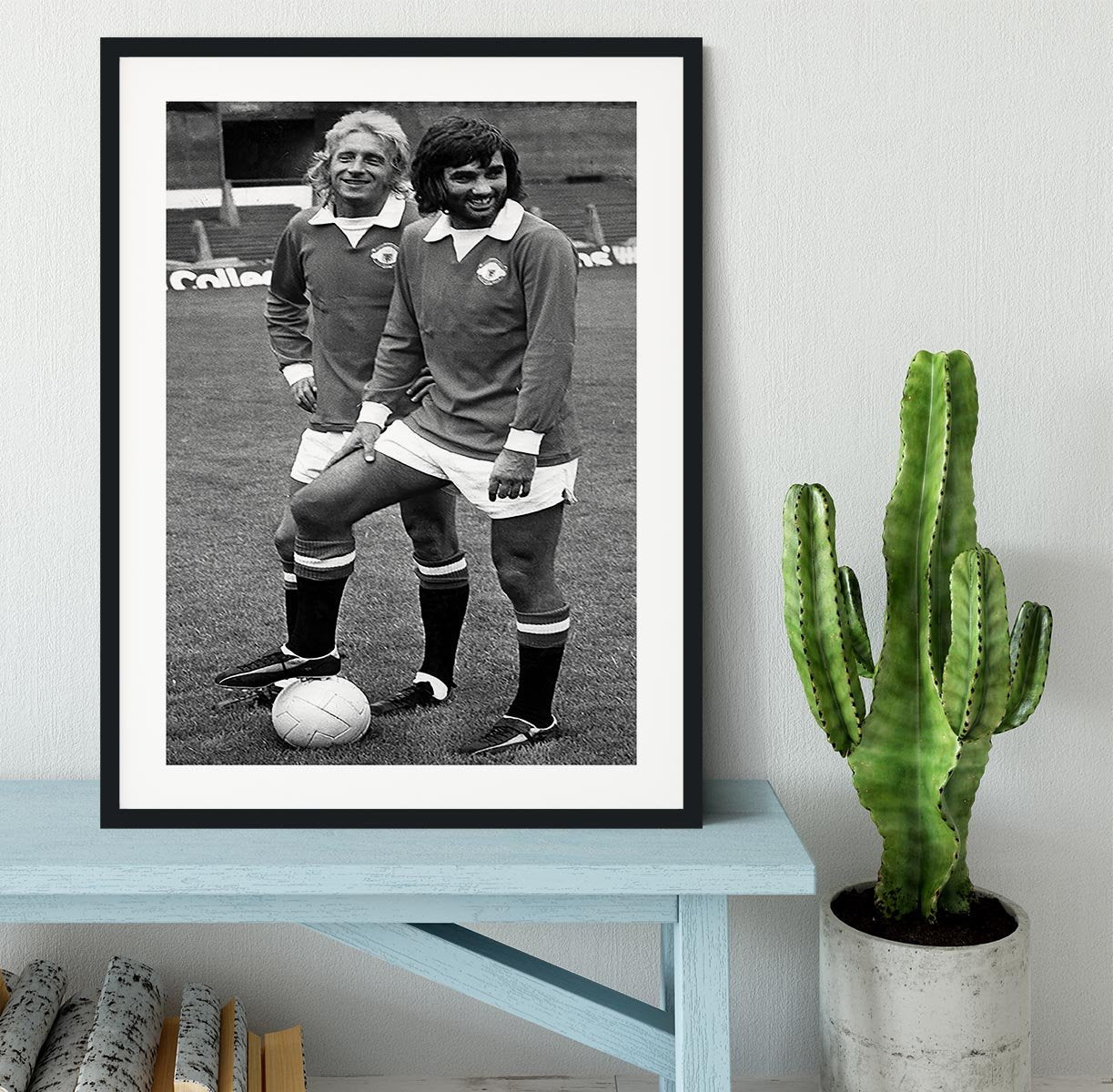 Denis Law and George Best in 1972 Framed Print - Canvas Art Rocks - 1