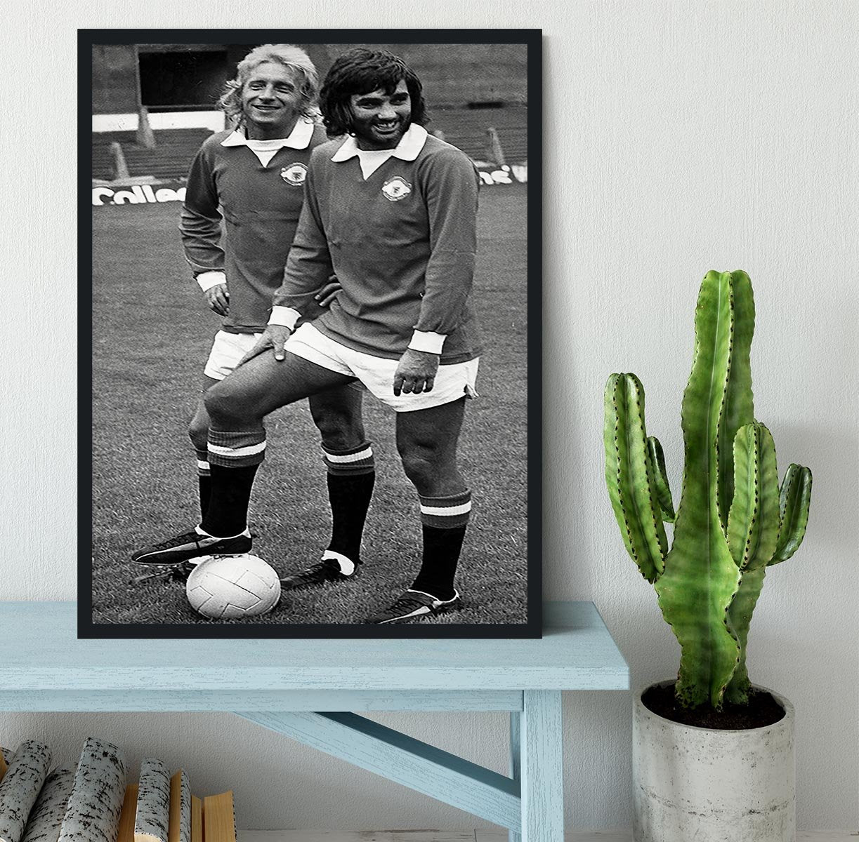 Denis Law and George Best in 1972 Framed Print - Canvas Art Rocks - 2