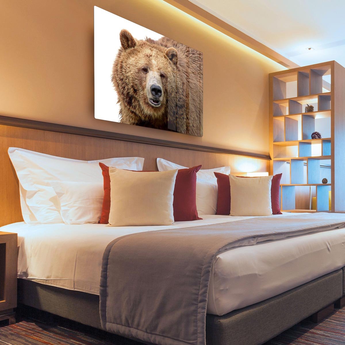 Detailed close-up portrait of a magnificent grizzly brown bear HD Metal Print - Canvas Art Rocks - 3