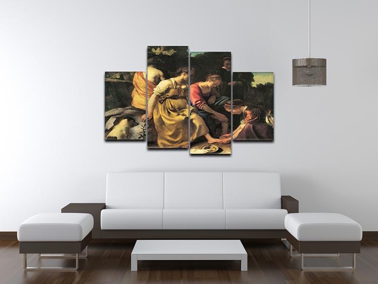 Diana and her nymphs by Vermeer 4 Split Panel Canvas - Canvas Art Rocks - 3
