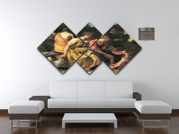Diana and her nymphs by Vermeer 4 Square Multi Panel Canvas - Canvas Art Rocks - 3