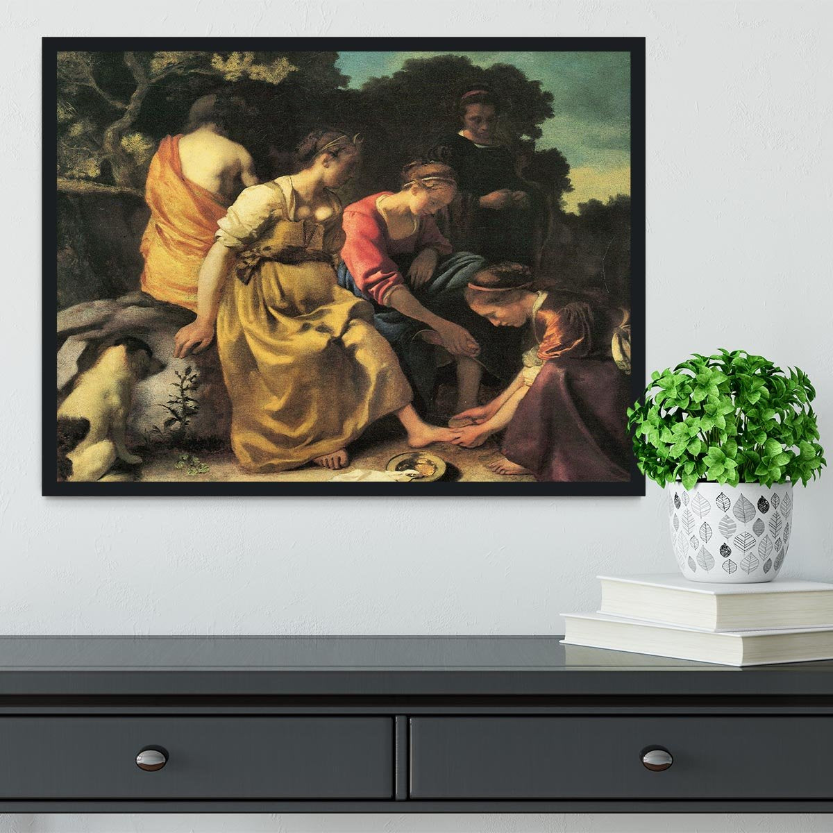 Diana and her nymphs by Vermeer Framed Print - Canvas Art Rocks - 2