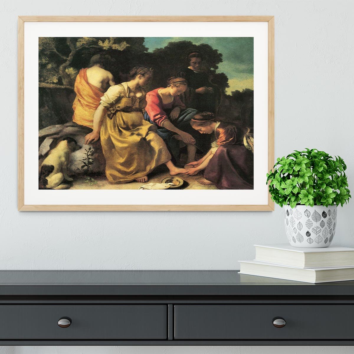 Diana and her nymphs by Vermeer Framed Print - Canvas Art Rocks - 3