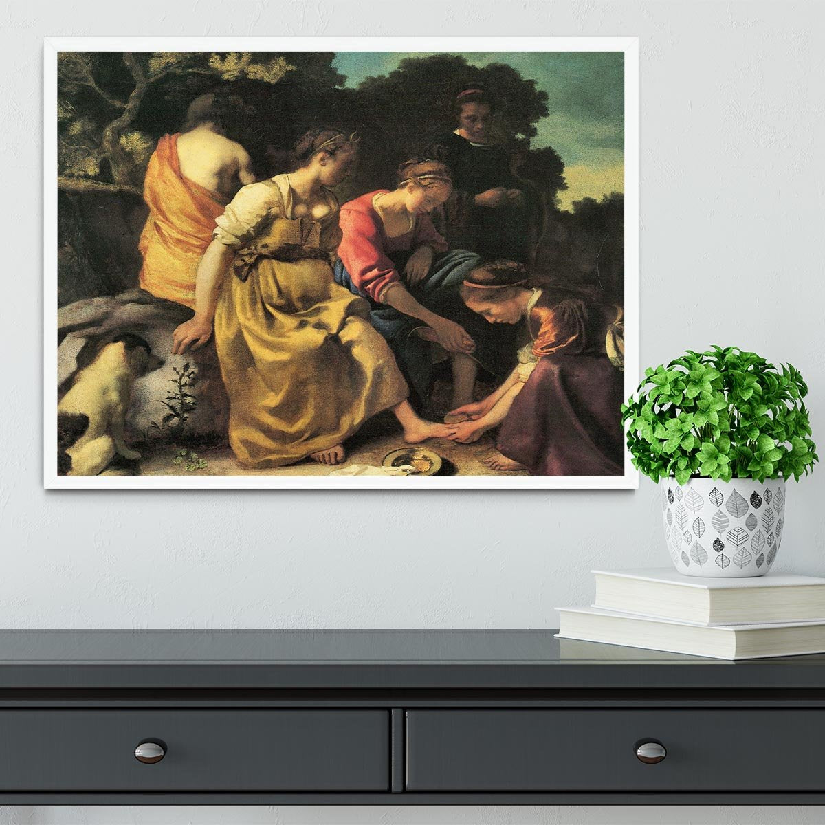 Diana and her nymphs by Vermeer Framed Print - Canvas Art Rocks -6