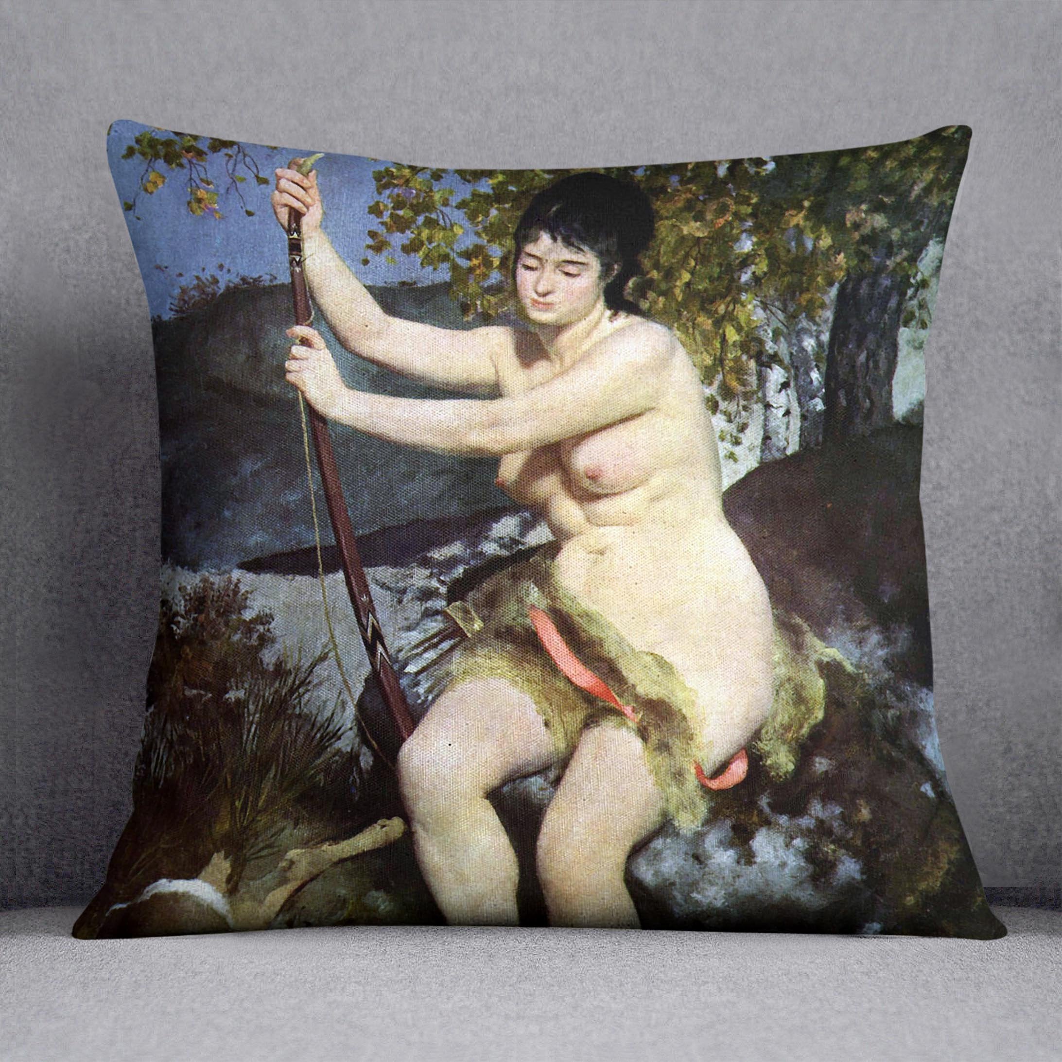 Diana as hunter by Renoir Throw Pillow